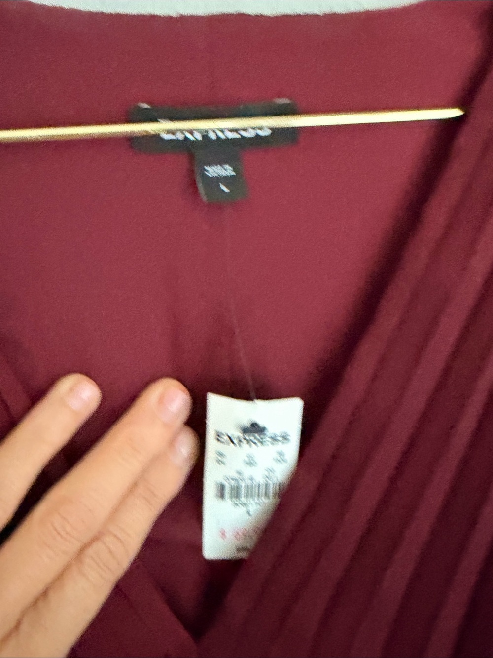 Express Burgundy Pleated V-Neck Midi Dress - Picture 2 of 3